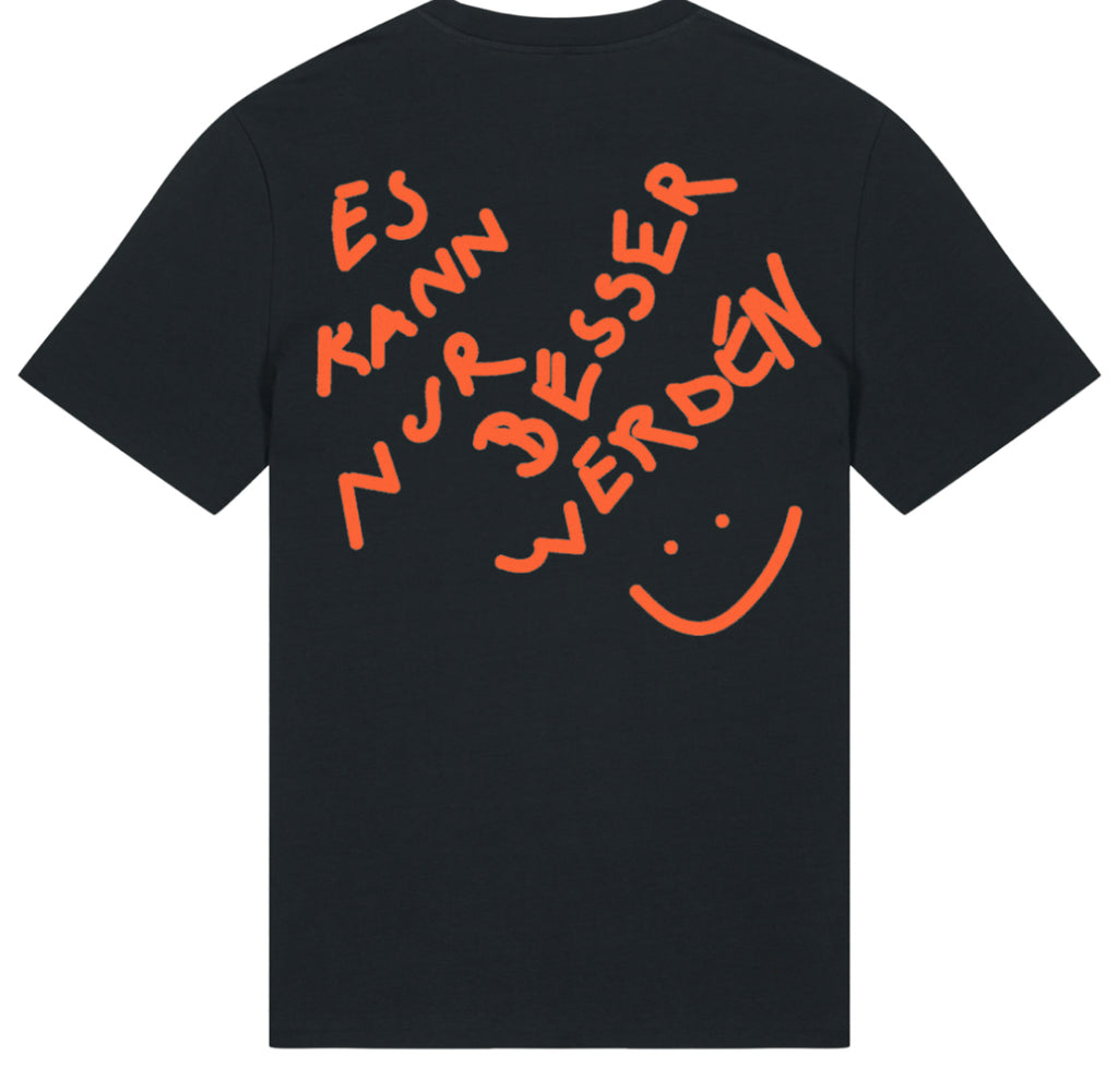 Das Wetter-Shirt »Es kann nur besser werden« (Schwarz/ Orange)