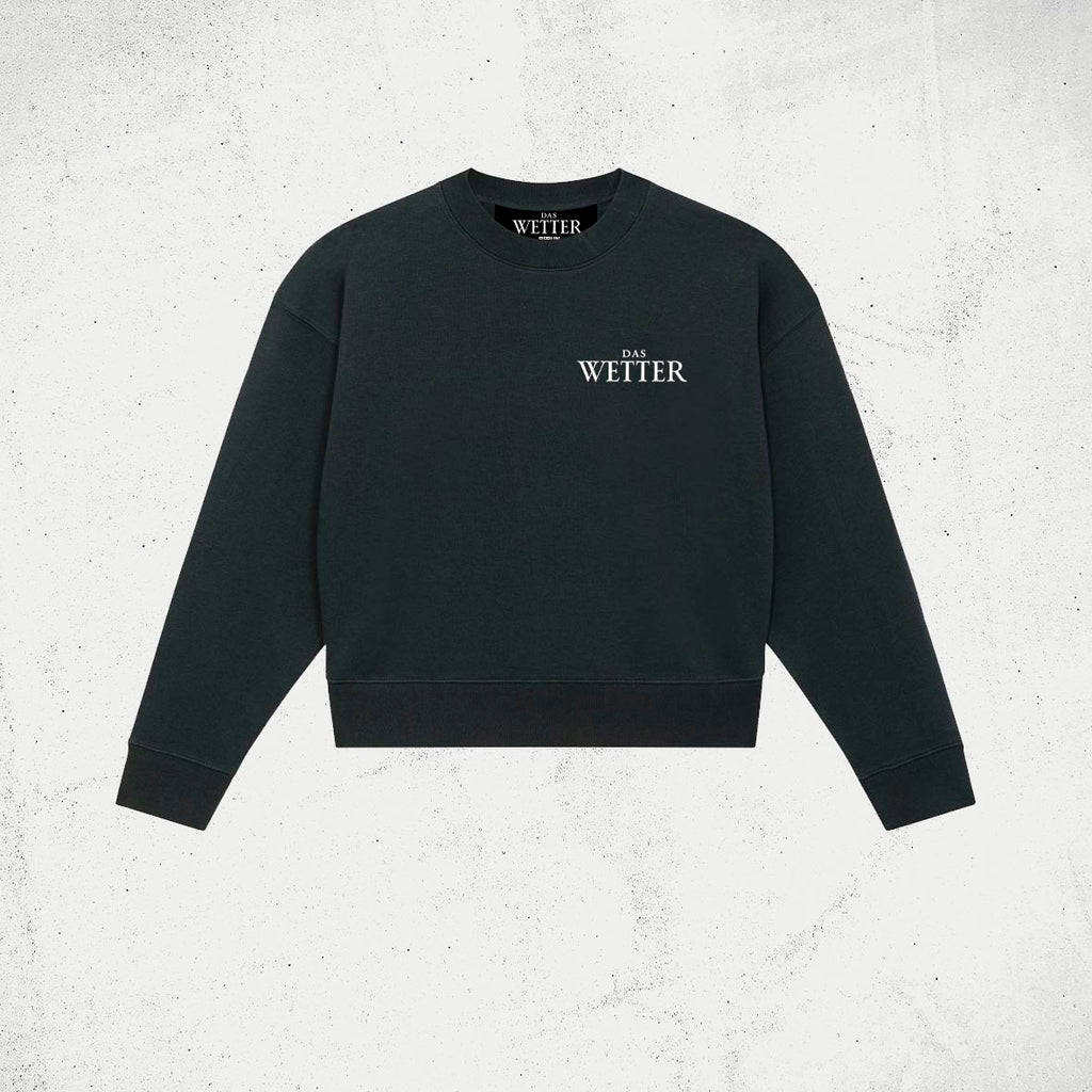 Cropped Sweater „Es kann nur besser werden“ (Schwarz)