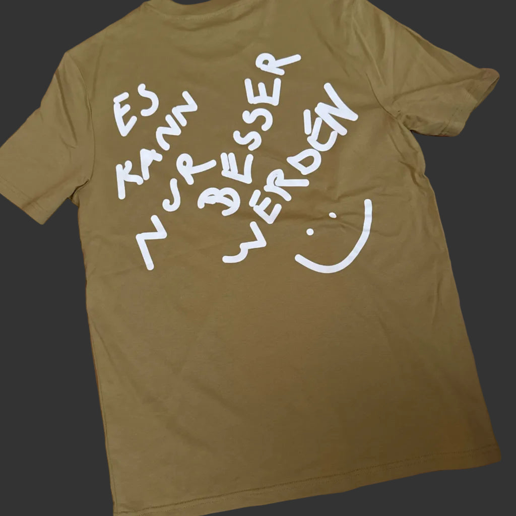 Das Wetter-Shirt »Es kann nur besser werden« (Olive / Weiß)