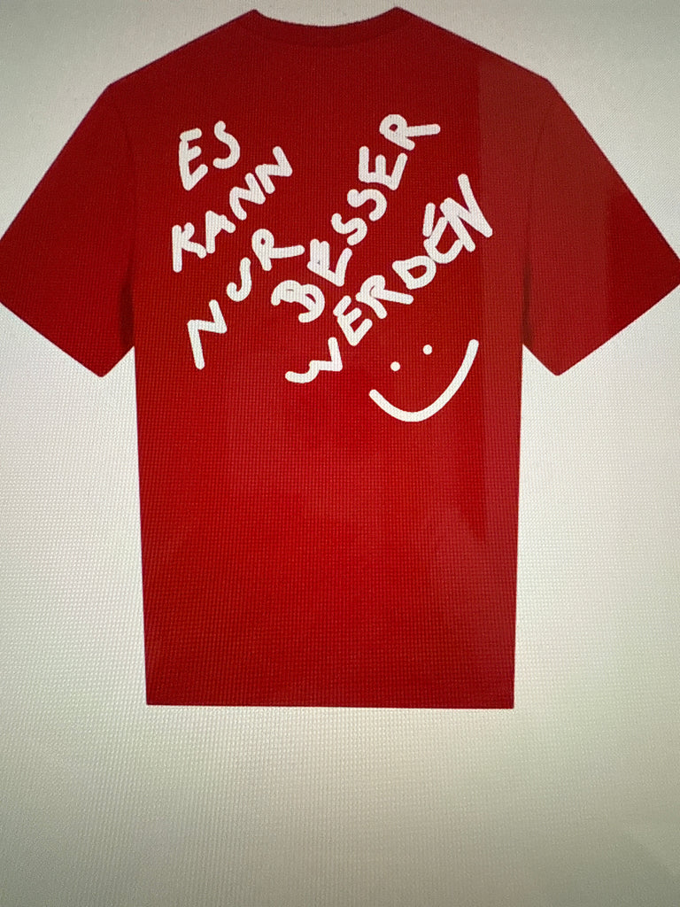 Das Wetter-Shirt »Es kann nur besser werden« in rot, Druck in weiß