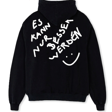 Wetter-Deluxe-Hoodie »Es kann nur besser werden« (Schwarz/ Weiß)