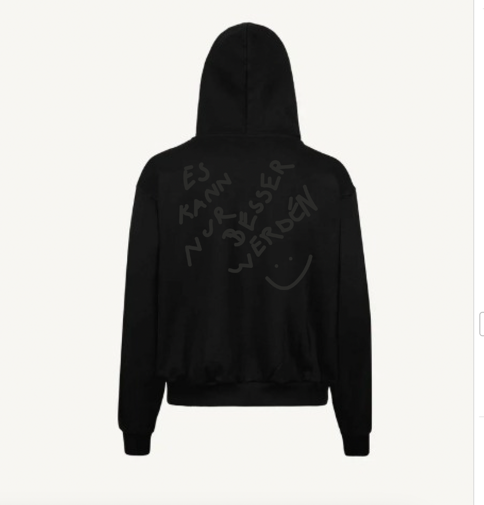 Das Wetter-Deluxe-Kapuzenjacke »Es kann nur besser werden« (Black on Black)