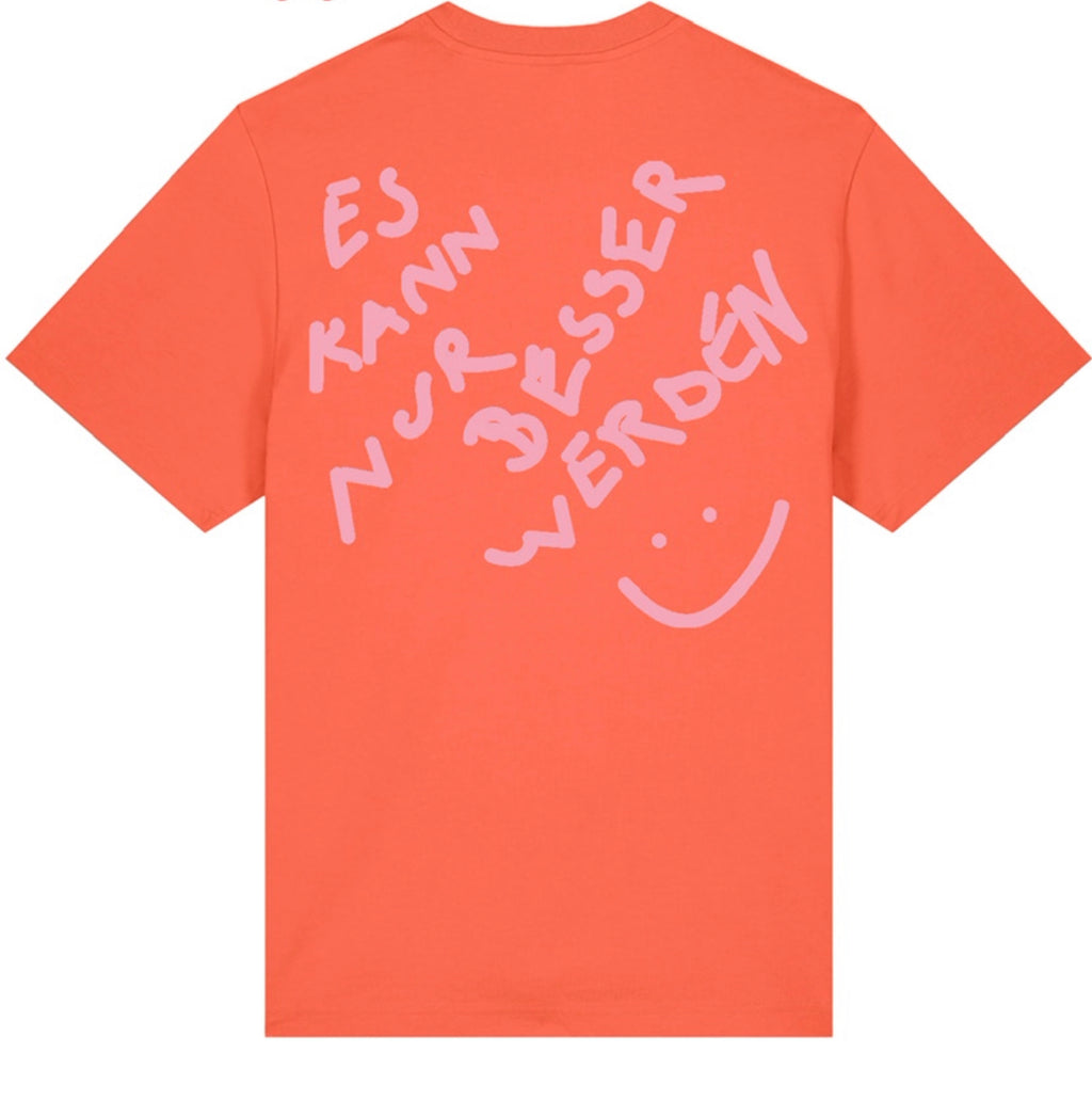 Das Wetter-Shirt »Es kann nur besser werden« (Orange/ Rosa)
