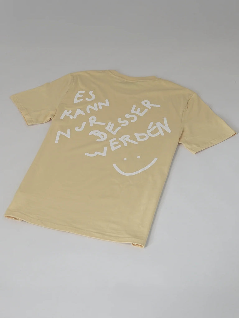 Summer Sale Das Wetter-Shirt »Es kann nur besser werden« Yellow, Druckfarbe weiß