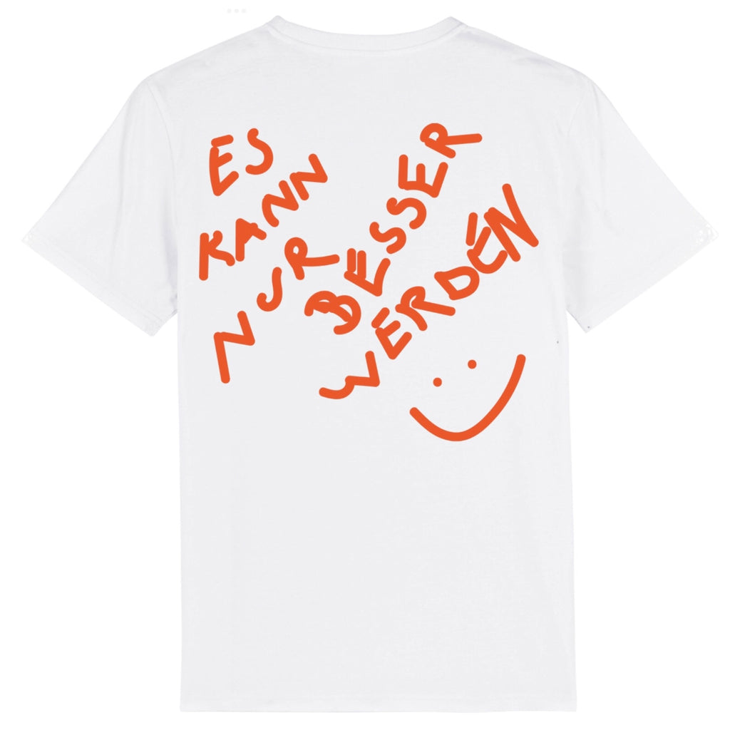 Das Wetter-Shirt »Es kann nur besser werden« (Weiß/ Orange)