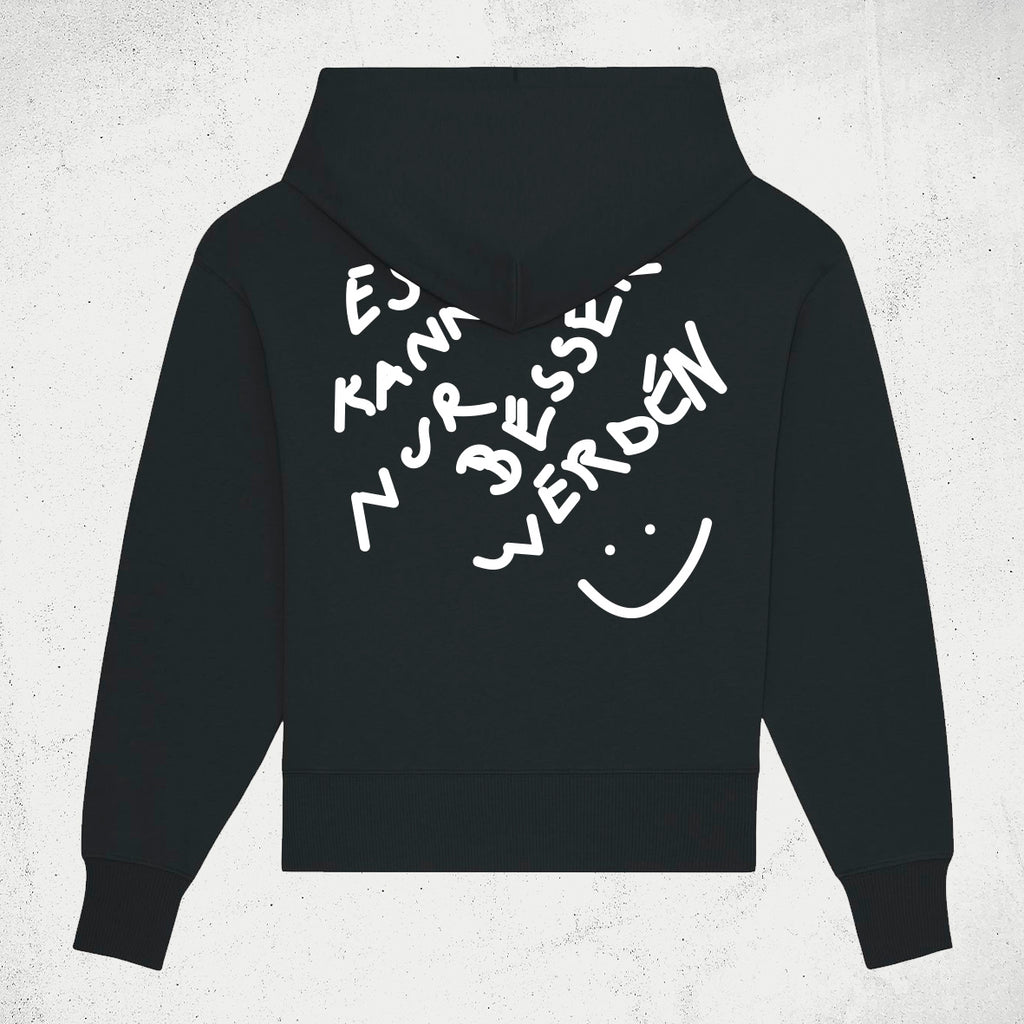 Das Wetter-Hoodie »Es kann nur besser werden« (Schwarz)